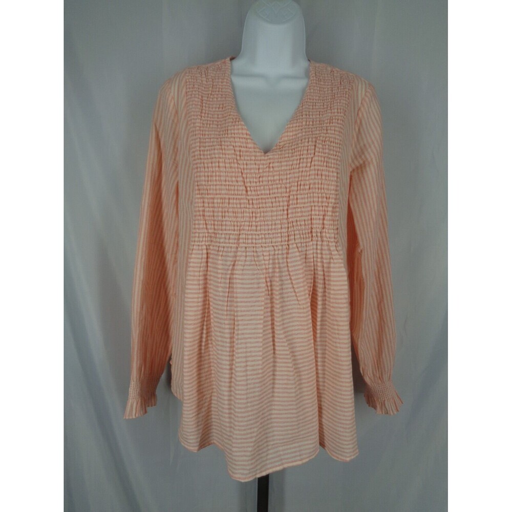 Sundance Stripe Smocked Julia Top Blouse Size Small